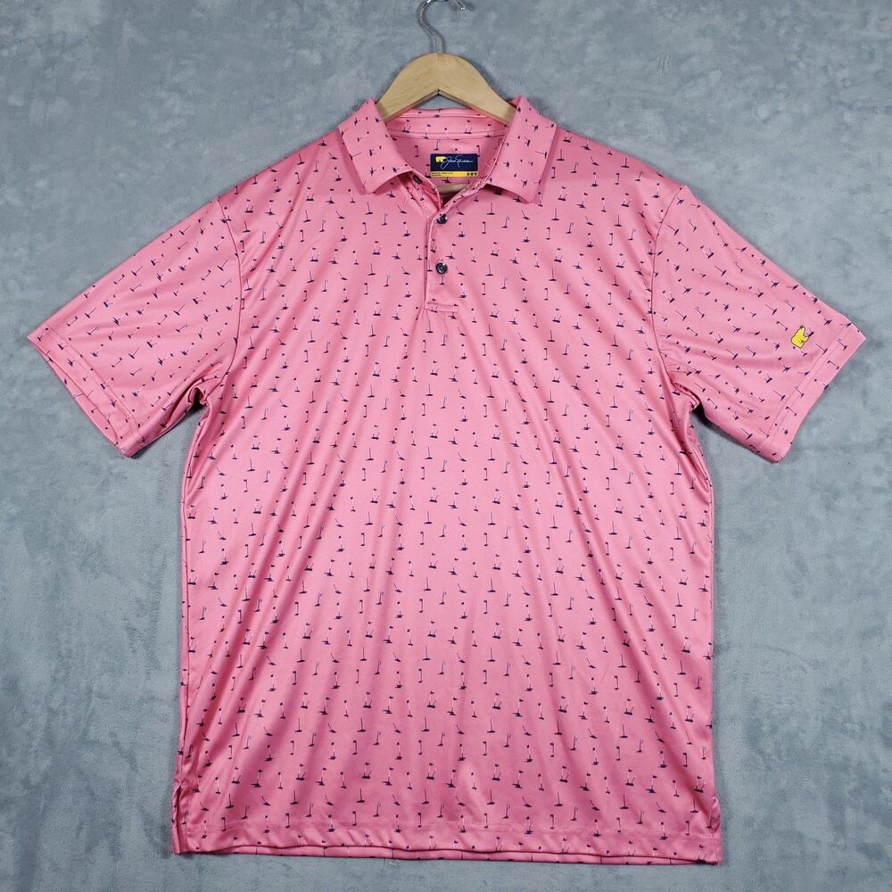 Jack Nicklaus Performance Golf Polo Shell Pink Pins Print Mens Size Med